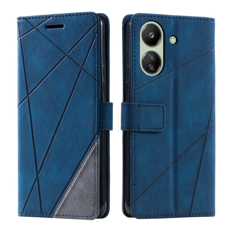 For Xiaomi Redmi 13C Skin Feel Splicing Leather Phone Case(Blue) - free shipping - PMC TechLife - Order now!