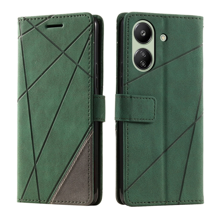 For Xiaomi Redmi 13C Skin Feel Splicing Leather Phone Case(Green) - 13C Cases by PMC TechLife | Online Shopping South Africa | PMC TechLife