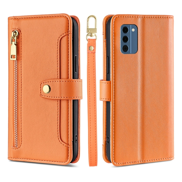 For Nokia C300 4G US Edition Lite Sheep Texture Cross-body Zipper Wallet Leather Phone Case(Orange) - Nokia Cases by PMC TechLife | Online Shopping South Africa | PMC TechLife | Buy Now Pay Later Mobicred