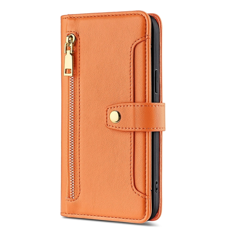 For Nokia C300 4G US Edition Lite Sheep Texture Cross-body Zipper Wallet Leather Phone Case(Orange) - Nokia Cases by PMC TechLife | Online Shopping South Africa | PMC TechLife | Buy Now Pay Later Mobicred