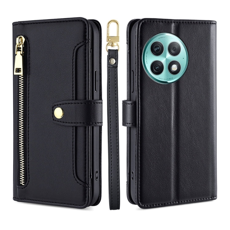 For OnePlus Ace 2 Pro Sheep Texture Cross-body Zipper Wallet Leather Phone Case(Black) - OnePlus Cases by PMC TechLife | Online Shopping South Africa | PMC TechLife | Buy Now Pay Later Mobicred