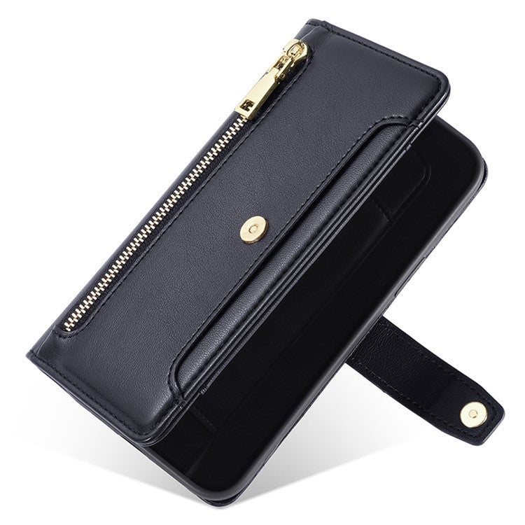 For OnePlus Nord CE 4 Lite 5G Sheep Texture Cross-body Zipper Wallet Leather Phone Case(Black) - OnePlus Cases by PMC TechLife | Online Shopping South Africa | PMC TechLife | Buy Now Pay Later Mobicred