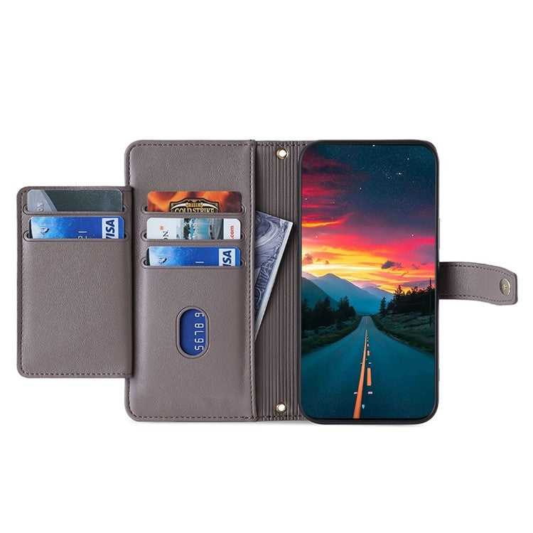For OnePlus Nord CE 4 Lite 5G Sheep Texture Cross-body Zipper Wallet Leather Phone Case(Grey) - OnePlus Cases by PMC TechLife | Online Shopping South Africa | PMC TechLife | Buy Now Pay Later Mobicred