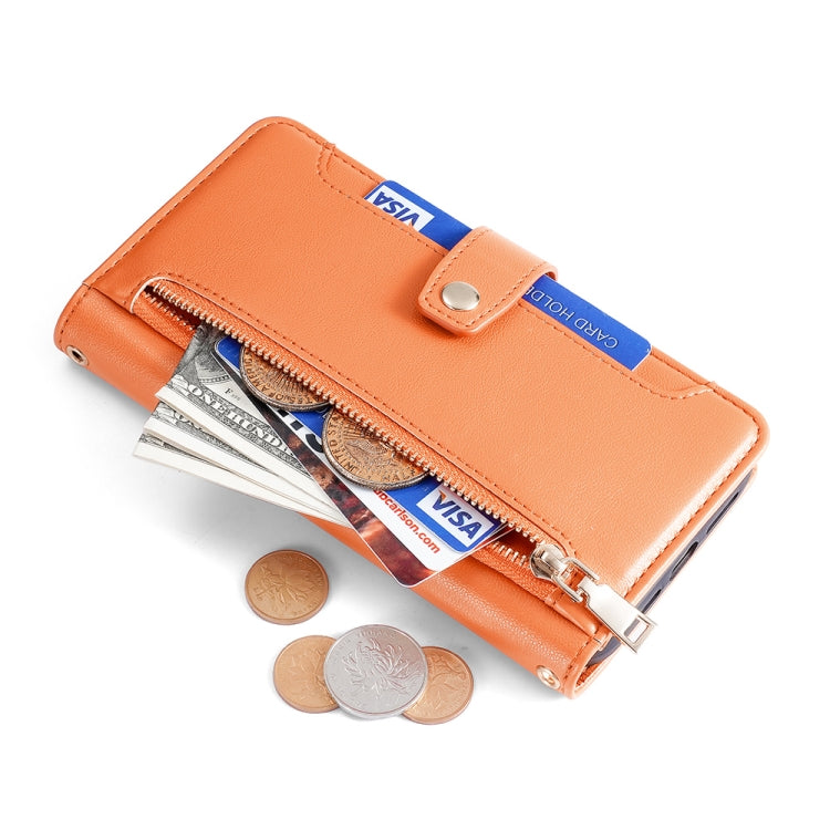 For Huawei nova 11 4G Sheep Texture Cross-body Zipper Wallet Leather Phone Case(Orange) - Huawei Cases by PMC TechLife | Online Shopping South Africa | PMC TechLife | Buy Now Pay Later Mobicred