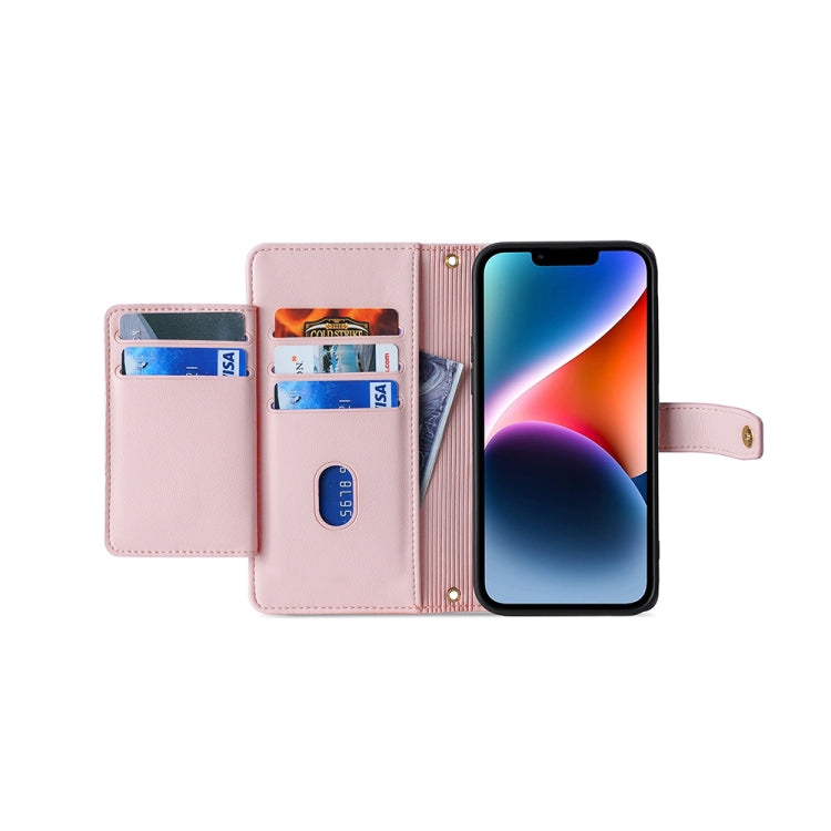 For Huawei nova 11 4G Sheep Texture Cross-body Zipper Wallet Leather Phone Case(Pink) - Huawei Cases by PMC TechLife | Online Shopping South Africa | PMC TechLife | Buy Now Pay Later Mobicred