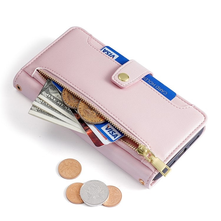 For Huawei nova 12 5G Sheep Texture Cross-body Zipper Wallet Leather Phone Case(Pink) - Huawei Cases by PMC TechLife | Online Shopping South Africa | PMC TechLife | Buy Now Pay Later Mobicred