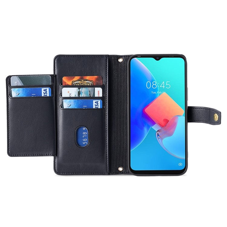 For Huawei nova 12i 4G Sheep Texture Cross-body Zipper Wallet Leather Phone Case(Black) - Huawei Cases by PMC TechLife | Online Shopping South Africa | PMC TechLife | Buy Now Pay Later Mobicred