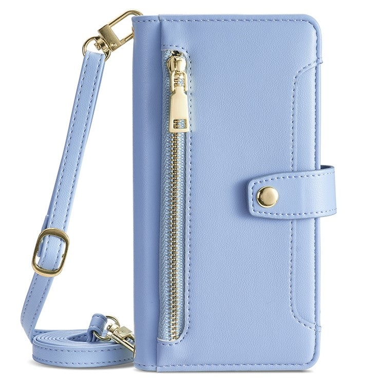 For Huawei nova 12i 4G Sheep Texture Cross-body Zipper Wallet Leather Phone Case(Blue) - Huawei Cases by PMC TechLife | Online Shopping South Africa | PMC TechLife | Buy Now Pay Later Mobicred
