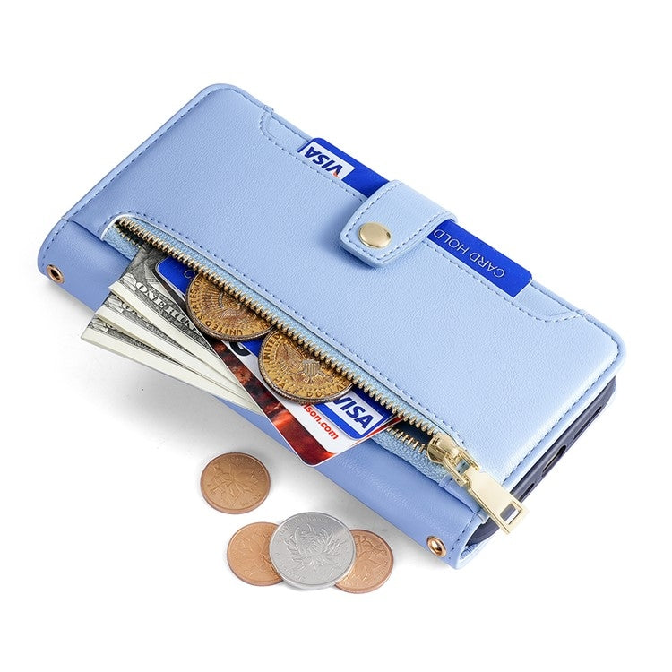 For Huawei nova 12i 4G Sheep Texture Cross-body Zipper Wallet Leather Phone Case(Blue) - Huawei Cases by PMC TechLife | Online Shopping South Africa | PMC TechLife | Buy Now Pay Later Mobicred