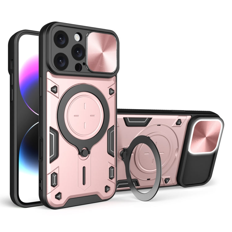 For iPhone 16 Pro Max CD Texture Sliding Camshield Magnetic Holder Phone Case(Pink) - free shipping - PMC TechLife - Order now!