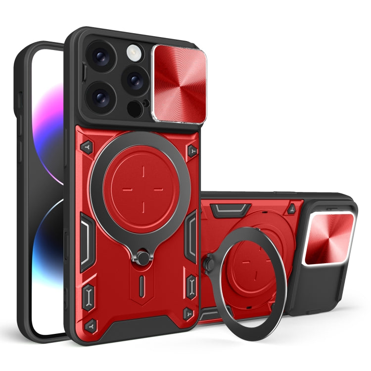 For iPhone 16 Pro CD Texture Sliding Camshield Magnetic Holder Phone Case(Red) - iPhone 16 Pro Cases by PMC TechLife | Online Shopping South Africa | PMC TechLife | Buy Now Pay Later Mobicred