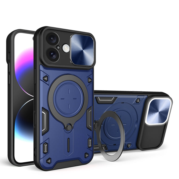 For iPhone 16 CD Texture Sliding Camshield Magnetic Holder Phone Case(Blue) - iPhone 16 Cases by PMC TechLife | Online Shopping South Africa | PMC TechLife | Buy Now Pay Later Mobicred