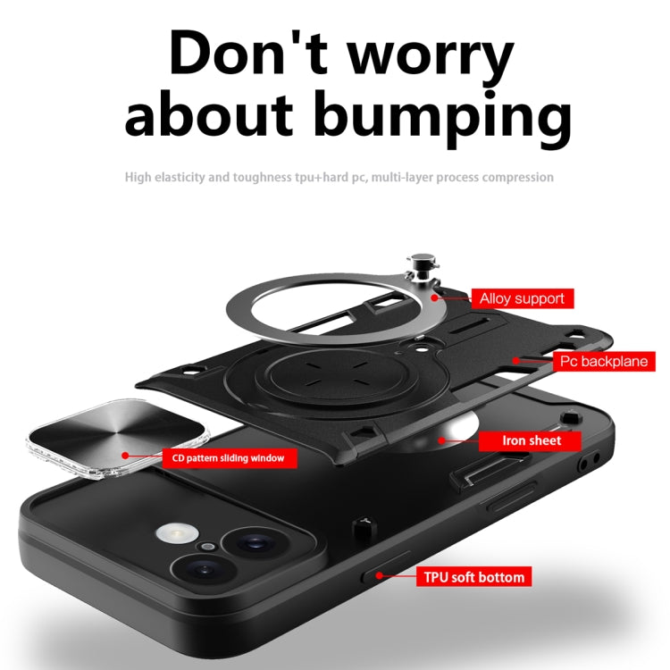 For iPhone 16 CD Texture Sliding Camshield Magnetic Holder Phone Case(Blue) - iPhone 16 Cases by PMC TechLife | Online Shopping South Africa | PMC TechLife | Buy Now Pay Later Mobicred