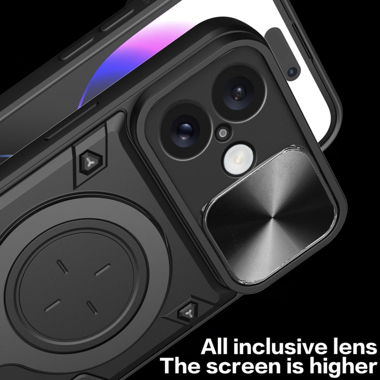 For iPhone 16 CD Texture Sliding Camshield Magnetic Holder Phone Case(Purple) - free shipping - PMC TechLife - Order now!