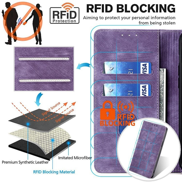 For Huawei Pura 70 RFID Anti-theft Brush Magnetic Leather Phone Case(Purple) - free shipping - PMC Jewellery - Order now!