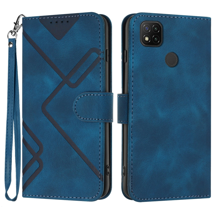 For Xiaomi Redmi 9C/9C NFC/Poco C3 Line Pattern Skin Feel Leather Phone Case(Royal Blue) - Xiaomi Cases by PMC TechLife | Online Shopping South Africa | PMC TechLife | Buy Now Pay Later Mobicred