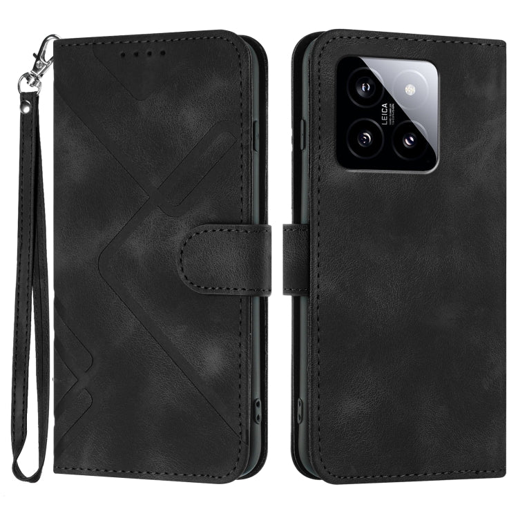 For Xiaomi 14 Line Pattern Skin Feel Leather Phone Case(Black) - 14 Cases by PMC TechLife | Online Shopping South Africa | PMC TechLife | Buy Now Pay Later Mobicred