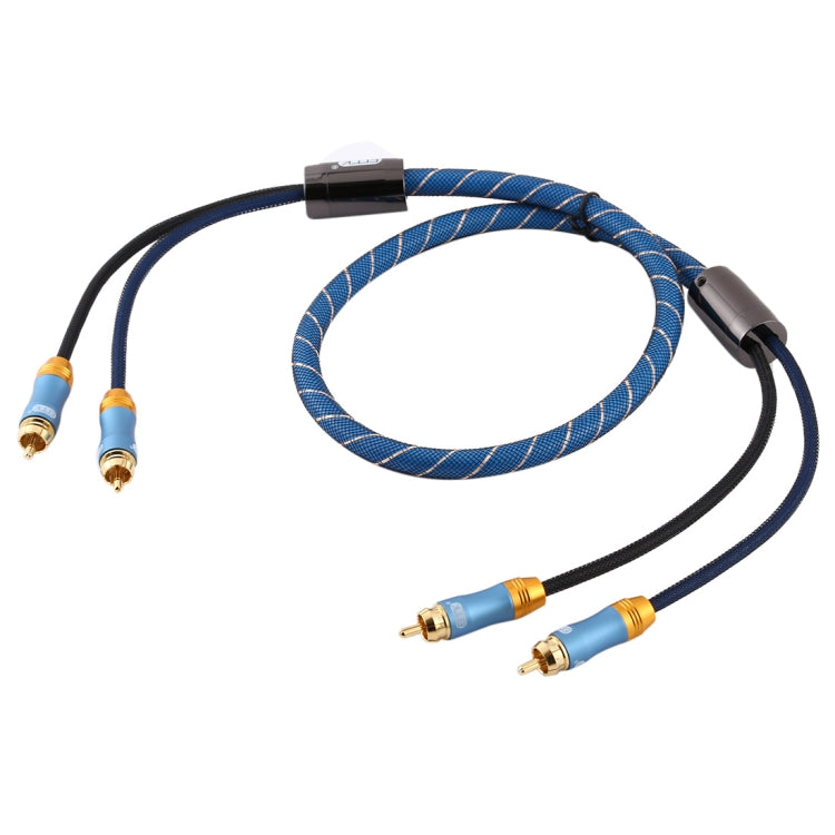 EMK 2 x RCA Male to 2 x RCA Male Gold Plated Connector Nylon Braid Coaxial Audio Cable for TV / Amplifier / Home Theater / DVD, Cable Length:1m(Dark Blue) - free shipping - PMC Jewellery - Order now!