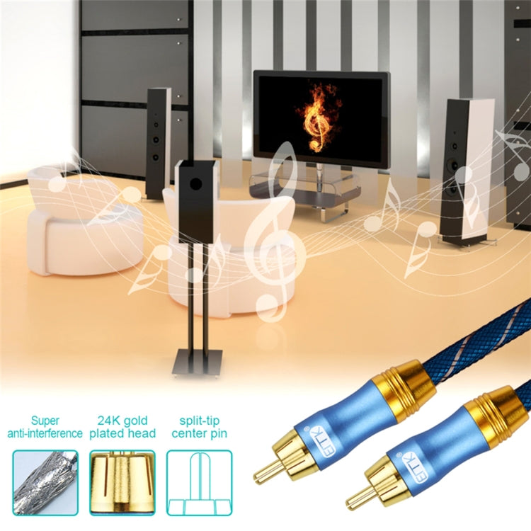 EMK 2 x RCA Male to 2 x RCA Male Gold Plated Connector Nylon Braid Coaxial Audio Cable for TV / Amplifier / Home Theater / DVD, Cable Length:1.5m(Black) - free shipping - PMC Jewellery - Order now!