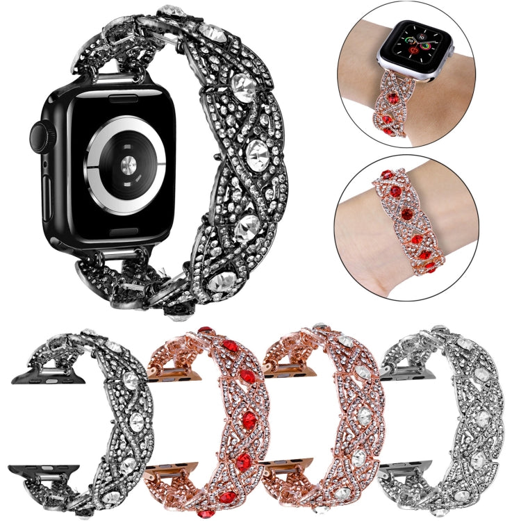 Diamonds Twist Metal Watch Band For Apple Watch SE 2023 40mm(Rose Gold White) - free shipping - PMC TechLife - Order now!
