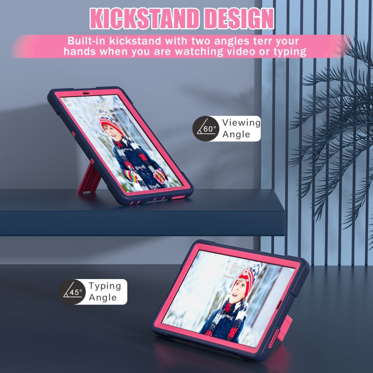 For Lenovo Tab M9 / TB-310FU Contrast Color Silicone Hybrid PC Tablet Case with Holder(Navy Blue Rose Red) - Lenovo by PMC TechLife | Online Shopping South Africa | PMC TechLife | Buy Now Pay Later Mobicred