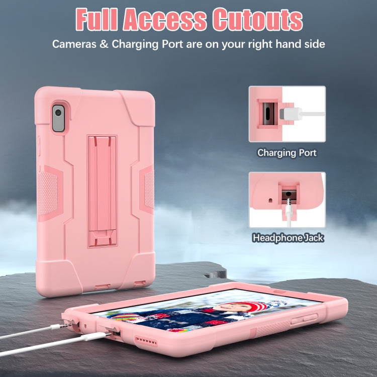 For Lenovo Tab M9 / TB-310FU Contrast Color Silicone Hybrid PC Tablet Case with Holder(Rose Gold) - Lenovo by PMC TechLife | Online Shopping South Africa | PMC TechLife | Buy Now Pay Later Mobicred