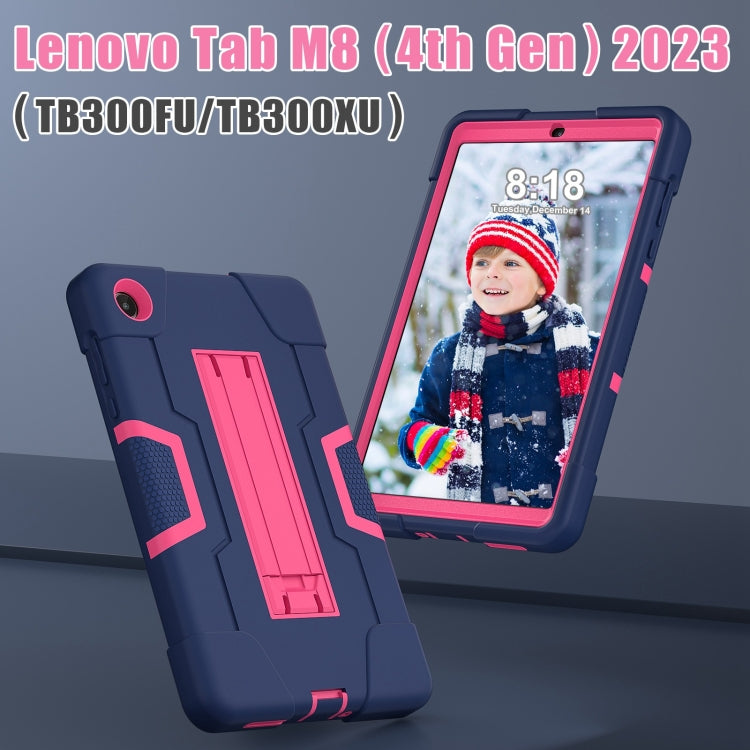 For Lenovo Tab M8 4th Gen Contrast Color Silicone Hybrid PC Tablet Case with Holder(Navy Blue Rose Red) - Lenovo by PMC TechLife | Online Shopping South Africa | PMC TechLife | Buy Now Pay Later Mobicred