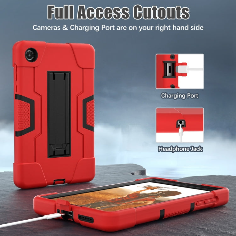 For Lenovo Tab M8 4th Gen Contrast Color Silicone Hybrid PC Tablet Case with Holder(Red Black) - Lenovo by PMC TechLife | Online Shopping South Africa | PMC TechLife | Buy Now Pay Later Mobicred