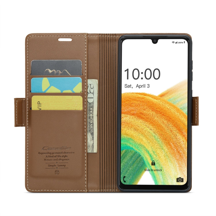 For Samsung Galaxy A33 5G CaseMe 023 Butterfly Buckle Litchi Texture RFID Anti-theft Leather Phone Case(Brown) - free shipping - PMC TechLife - Order now!