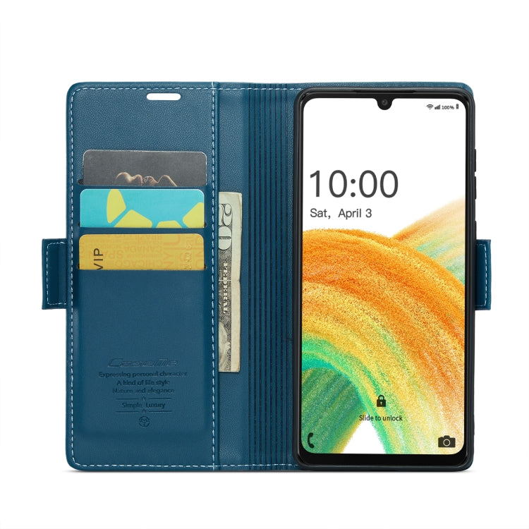 For Samsung Galaxy A33 5G CaseMe 023 Butterfly Buckle Litchi Texture RFID Anti-theft Leather Phone Case(Blue) - free shipping - PMC TechLife - Order now!