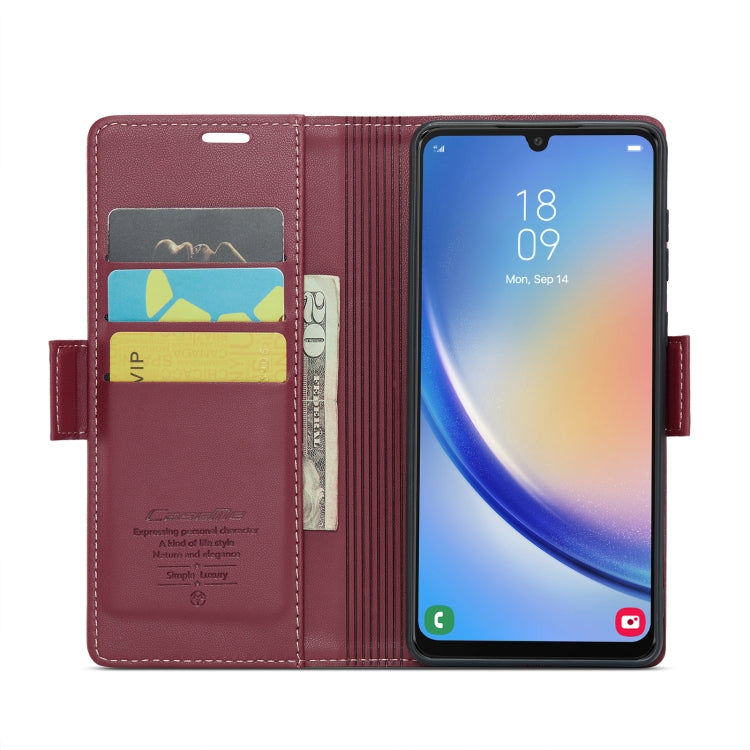For Samsung Galaxy A34 5G CaseMe 023 Butterfly Buckle Litchi Texture RFID Anti-theft Leather Phone Case(Wine Red) - free shipping - PMC TechLife - Order now!