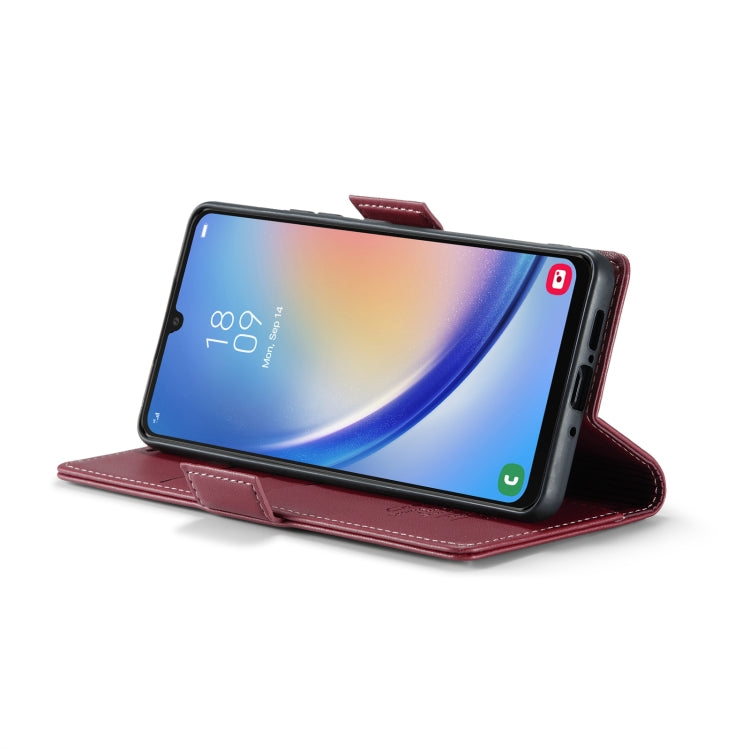 For Samsung Galaxy A34 5G CaseMe 023 Butterfly Buckle Litchi Texture RFID Anti-theft Leather Phone Case(Wine Red) - free shipping - PMC TechLife - Order now!
