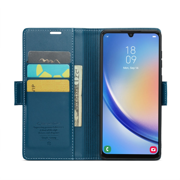 For Samsung Galaxy A34 5G CaseMe 023 Butterfly Buckle Litchi Texture RFID Anti-theft Leather Phone Case(Blue) - free shipping - PMC TechLife - Order now!