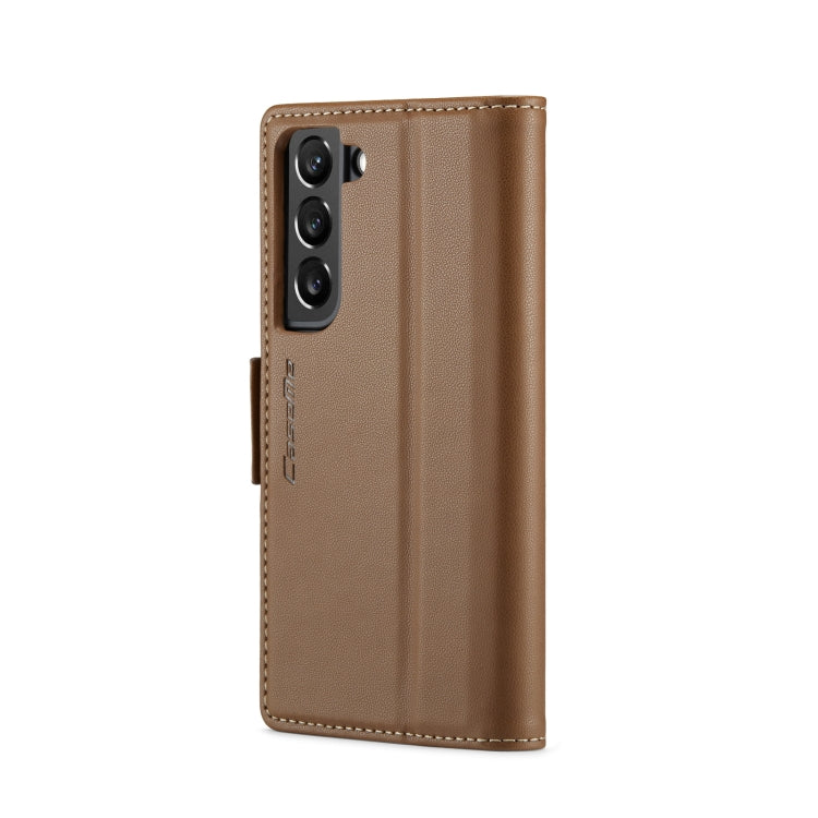 For Samsung Galaxy S22+ 5G CaseMe 023 Butterfly Buckle Litchi Texture RFID Anti-theft Leather Phone Case(Brown) - free shipping - PMC TechLife - Order now!