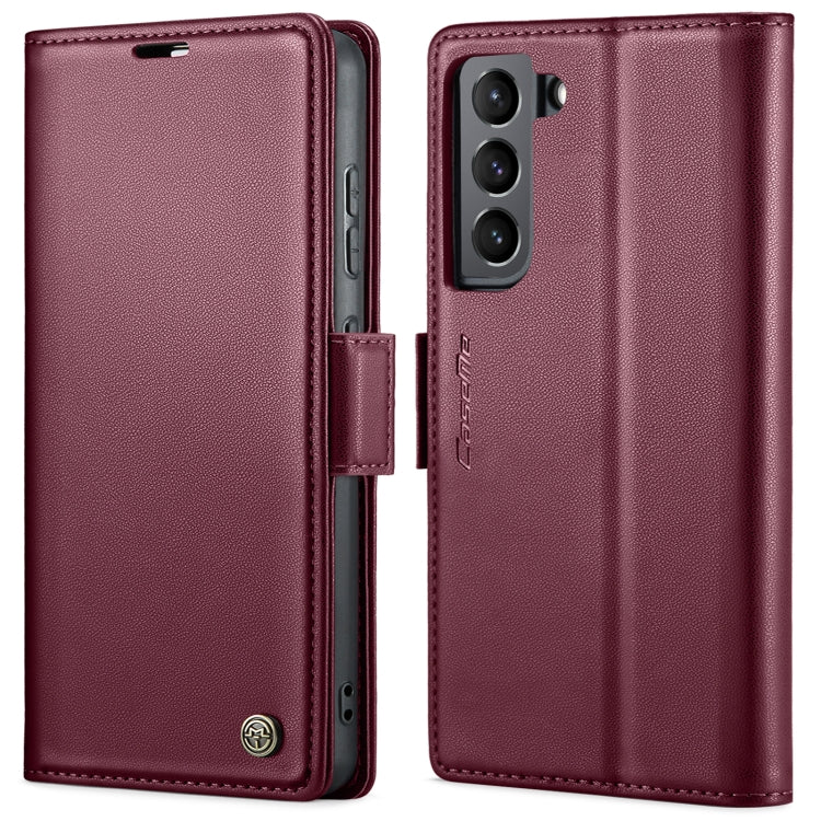 For Samsung Galaxy S22+ 5G CaseMe 023 Butterfly Buckle Litchi Texture RFID Anti-theft Leather Phone Case(Wine Red) - free shipping - PMC TechLife - Order now!