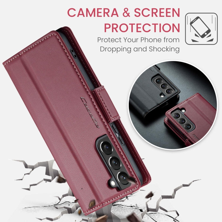 For Samsung Galaxy S22+ 5G CaseMe 023 Butterfly Buckle Litchi Texture RFID Anti-theft Leather Phone Case(Wine Red) - free shipping - PMC TechLife - Order now!