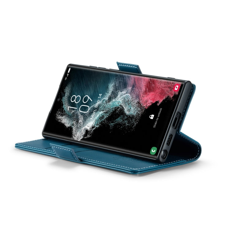 For Samsung Galaxy S22 Ultra 5G CaseMe 023 Butterfly Buckle Litchi Texture RFID Anti-theft Leather Phone Case(Blue) - free shipping - PMC TechLife - Order now!