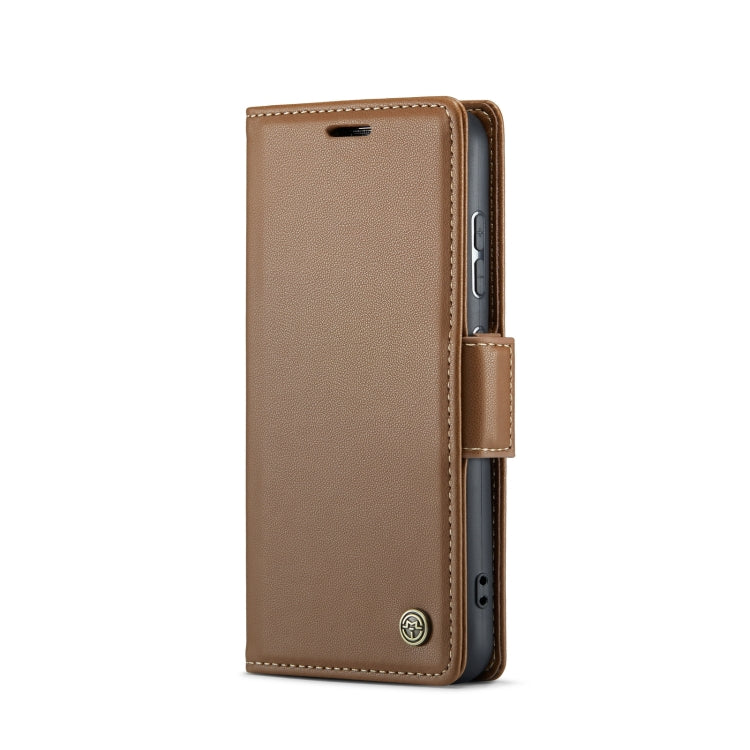 For Samsung Galaxy S23+ 5G CaseMe 023 Butterfly Buckle Litchi Texture RFID Anti-theft Leather Phone Case(Brown) - free shipping - PMC TechLife - Order now!
