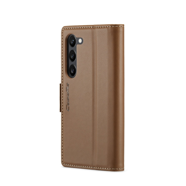 For Samsung Galaxy S23+ 5G CaseMe 023 Butterfly Buckle Litchi Texture RFID Anti-theft Leather Phone Case(Brown) - free shipping - PMC TechLife - Order now!