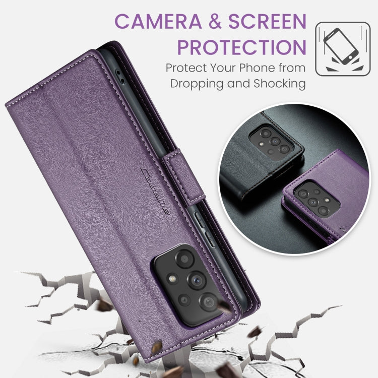 For Samsung Galaxy A53 CaseMe 023 Butterfly Buckle Litchi Texture RFID Anti-theft Leather Phone Case(Pearly Purple) - free shipping - PMC TechLife - Order now!