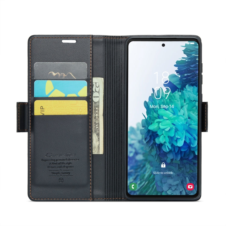 For Samsung Galaxy S20 FE CaseMe 023 Butterfly Buckle Litchi Texture RFID Anti-theft Leather Phone Case(Black) - free shipping - PMC TechLife - Order now!