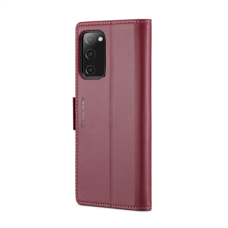 For Samsung Galaxy S20 FE CaseMe 023 Butterfly Buckle Litchi Texture RFID Anti-theft Leather Phone Case(Wine Red) - free shipping - PMC TechLife - Order now!