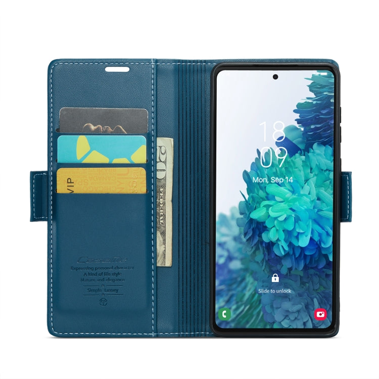 For Samsung Galaxy S20 FE CaseMe 023 Butterfly Buckle Litchi Texture RFID Anti-theft Leather Phone Case(Blue) - free shipping - PMC TechLife - Order now!