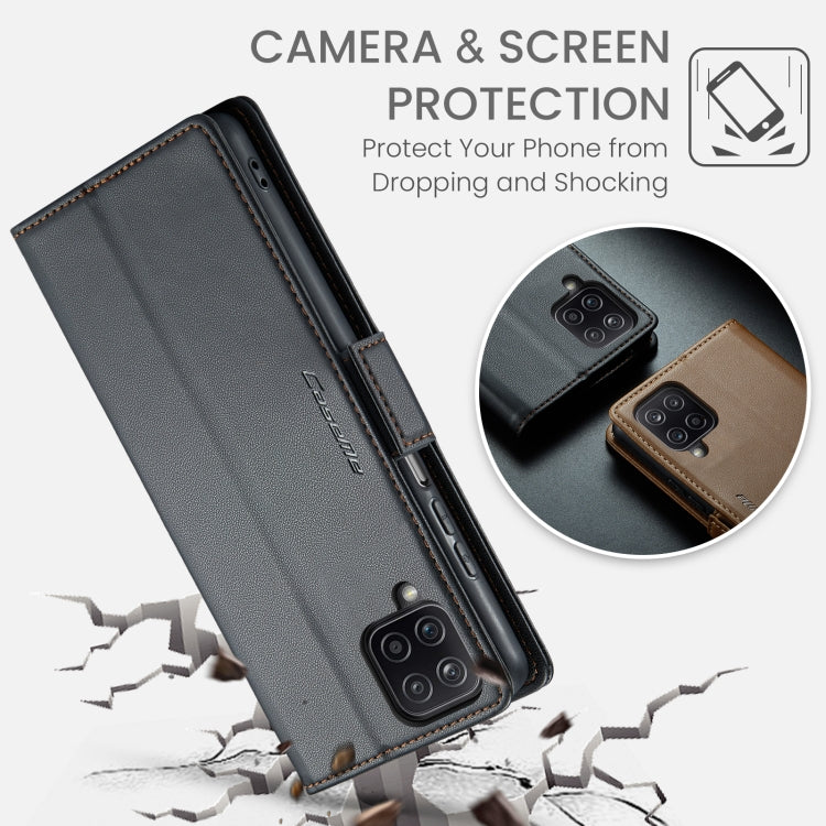 For Samsung Galaxy A12 5G CaseMe 023 Butterfly Buckle Litchi Texture RFID Anti-theft Leather Phone Case(Black) - free shipping - PMC TechLife - Order now!
