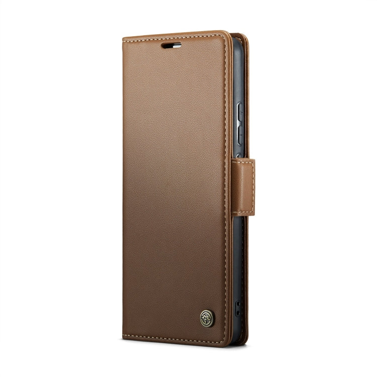 For Samsung Galaxy A72 CaseMe 023 Butterfly Buckle Litchi Texture RFID Anti-theft Leather Phone Case(Brown) - free shipping - PMC Jewellery - Order now!