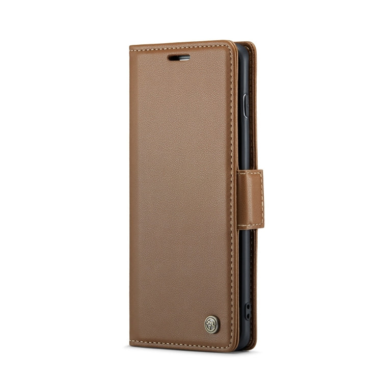 For Samsung Galaxy S10 CaseMe 023 Butterfly Buckle Litchi Texture RFID Anti-theft Leather Phone Case(Brown) - free shipping - PMC Jewellery - Order now!