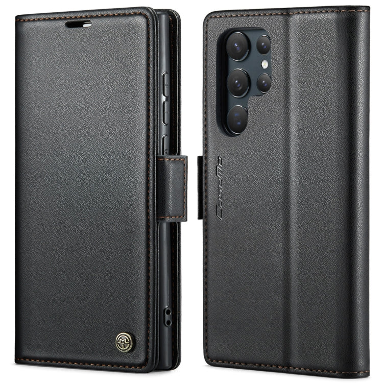 For Samsung Galaxy S24 Ultra CaseMe 023 Butterfly Buckle Litchi Texture RFID Anti-theft Leather Phone Case(Black) - free shipping - PMC TechLife - Order now!