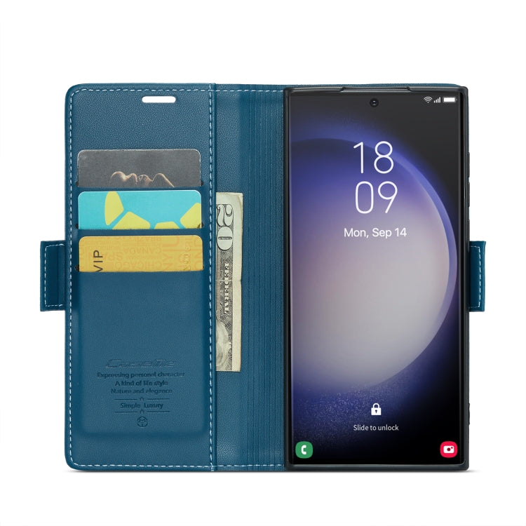 For Samsung Galaxy S24 Ultra CaseMe 023 Butterfly Buckle Litchi Texture RFID Anti-theft Leather Phone Case(Blue) - free shipping - PMC TechLife - Order now!