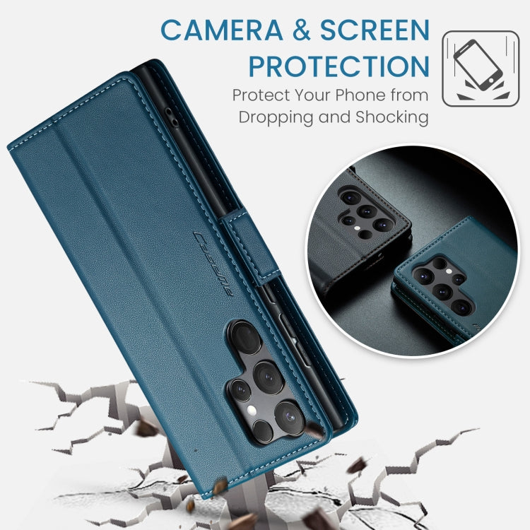 For Samsung Galaxy S24 Ultra CaseMe 023 Butterfly Buckle Litchi Texture RFID Anti-theft Leather Phone Case(Blue) - free shipping - PMC TechLife - Order now!