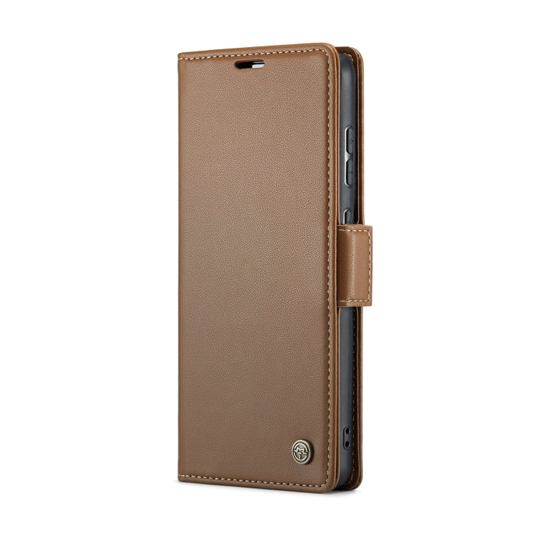 For Samsung Galaxy A35 5G CaseMe 023 Butterfly Buckle Litchi Texture RFID Anti-theft Leather Phone Case(Brown) - free shipping - PMC Jewellery - Order now!